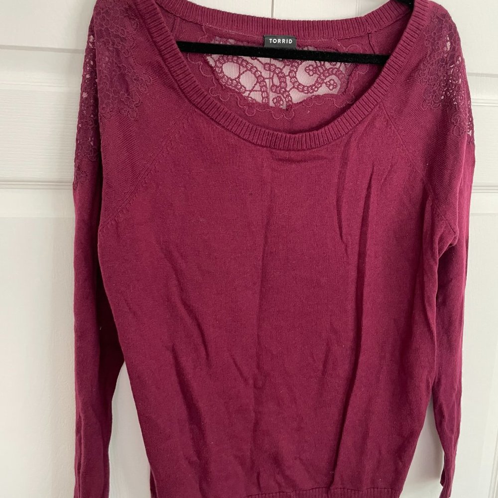 Women's Torrid Sweater with Lace Detail